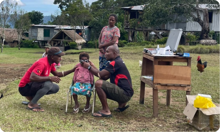 CSNU Staff undertake eye screening in Papua New Guinea. Life changing work. 